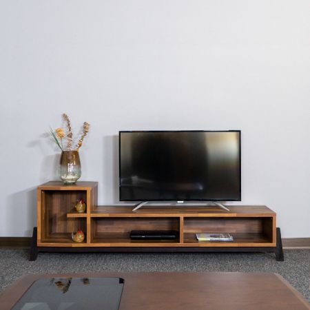 Mueble de TV de almacenamiento cuadrado abierto de 180 cm de largo - Mueble de TV de almacenamiento cuadrado abierto de 180 cm de largo